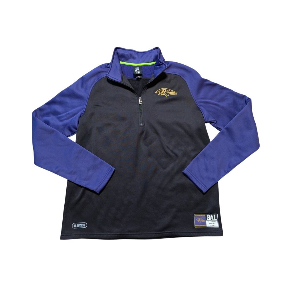 Baltimore Ravens NFL Team Apparel Men’s Black purple 1/4 Zip Pullover Jacket XL